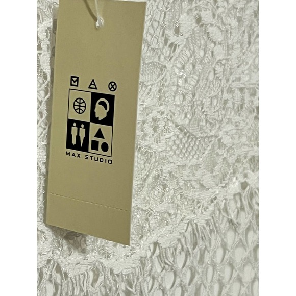 Max Studio White Lace Overlay Mid Length Dress Size Large NWT - Picture 8 of 9